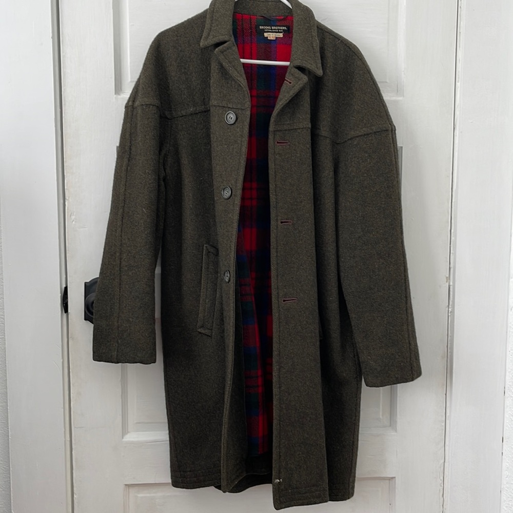 SOLD Vintage Mens Brooks Brothers Wool Coat Sz Medium Hunter Green